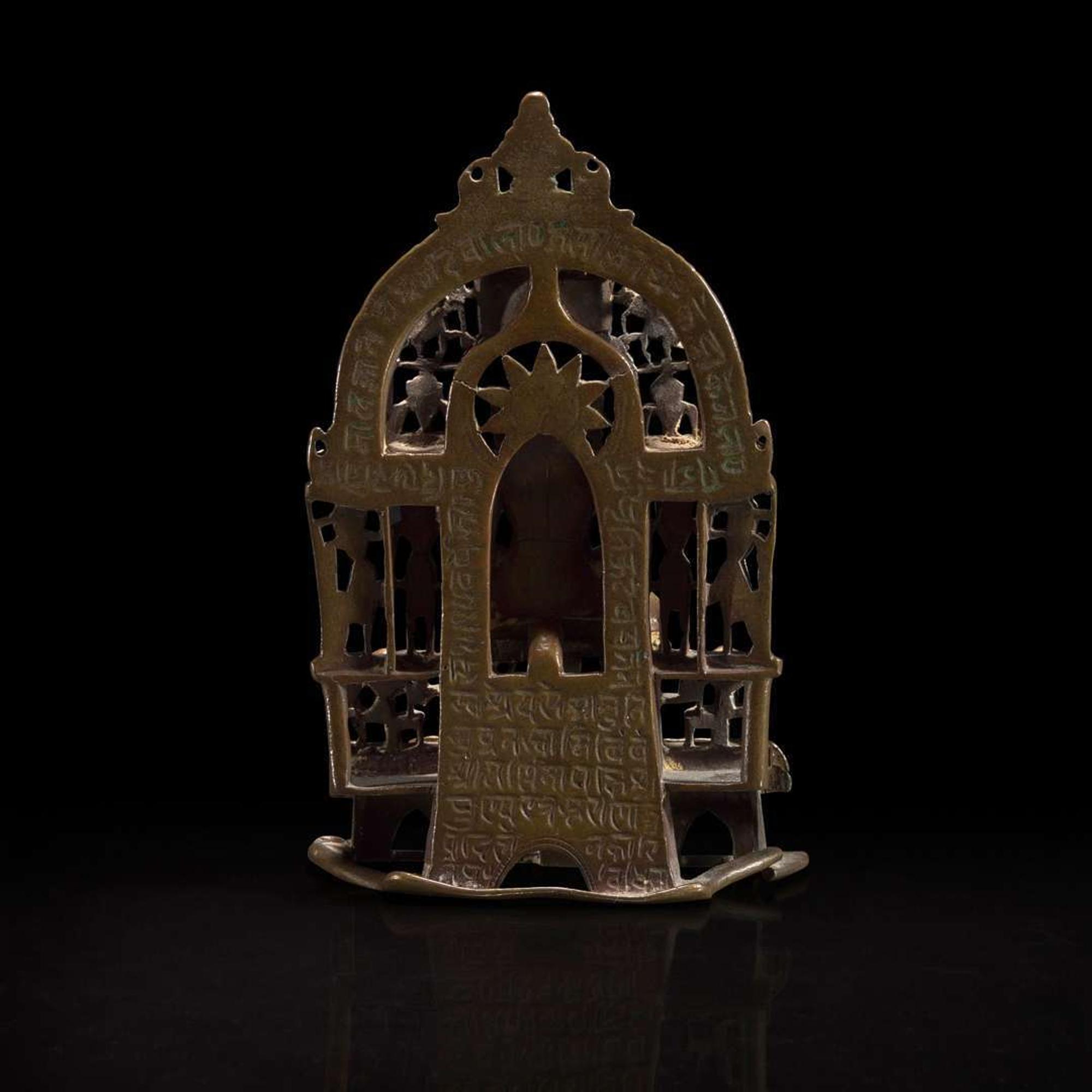 An Indian silver-inlaid brass Jain Shrine 印度耆那教铜嵌银神龛 16th Century (dated equivalent to 1593-4) ???? (???1593?1594?)