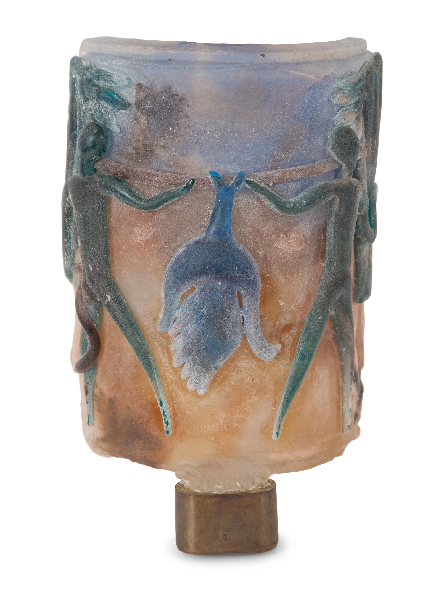 A Pair of Venetian Scavo Glass Wall Sconces with Bronze Mounts