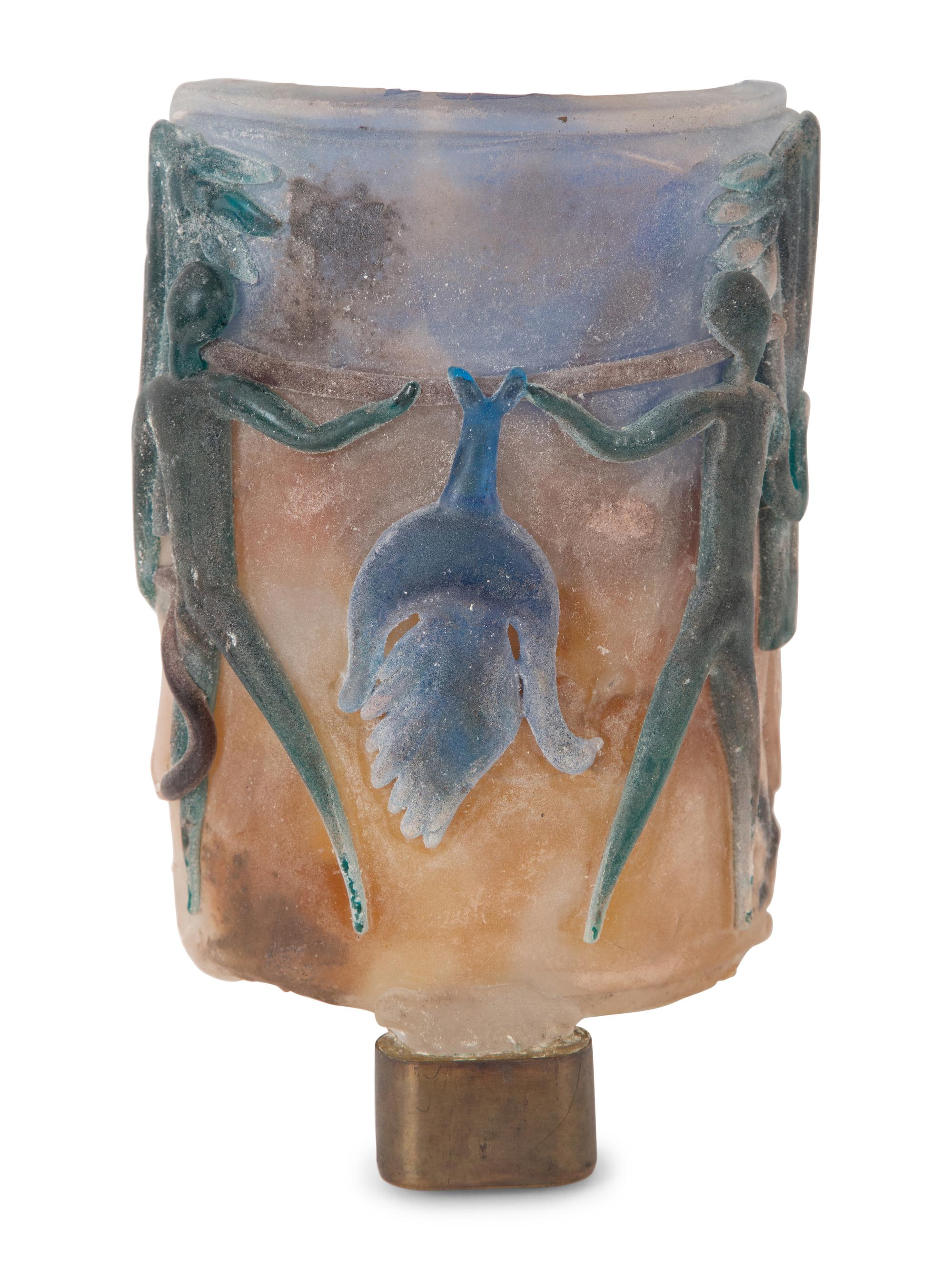 A Pair of Venetian Scavo Glass Wall Sconces with Bronze Mounts