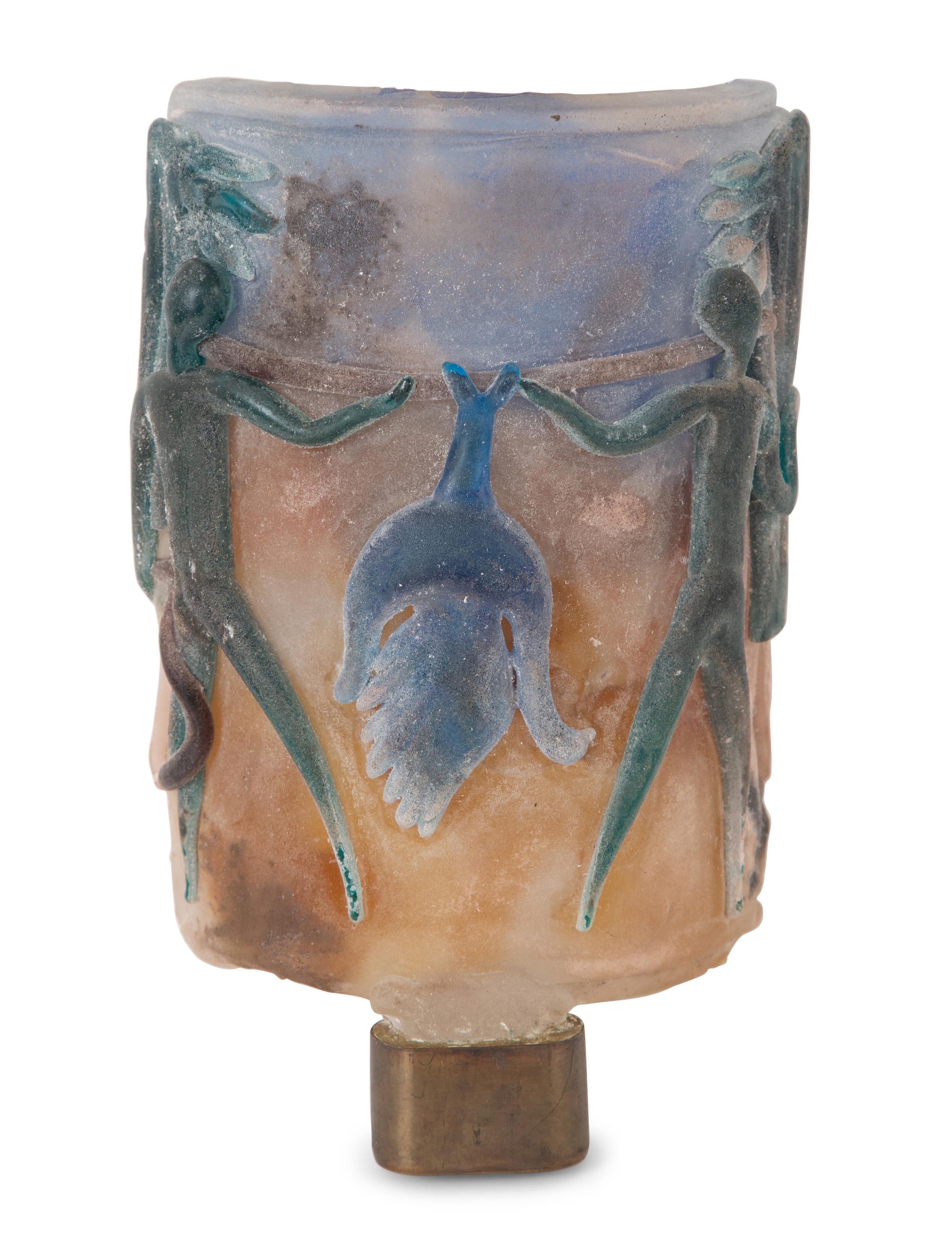 A Pair of Venetian Scavo Glass Wall Sconces with Bronze Mounts