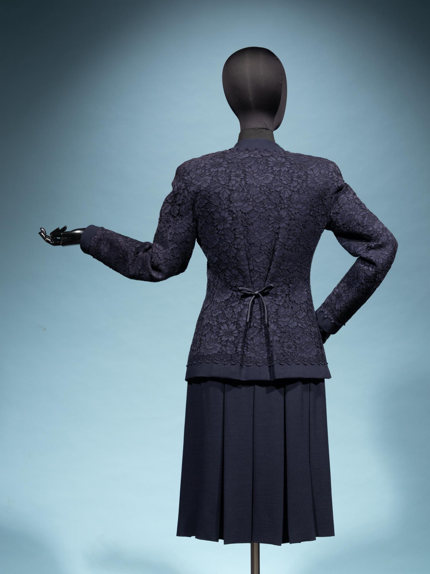 Chanel Haute Couture Navy Lace Skirt Suit, Spring/Summer 1988