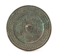 A Bronze 'TLV' Mirror POSSIBLY HAN DYNASTY Diameter 4 1/2 inches. — POSSIBLY HAN DYNASTY