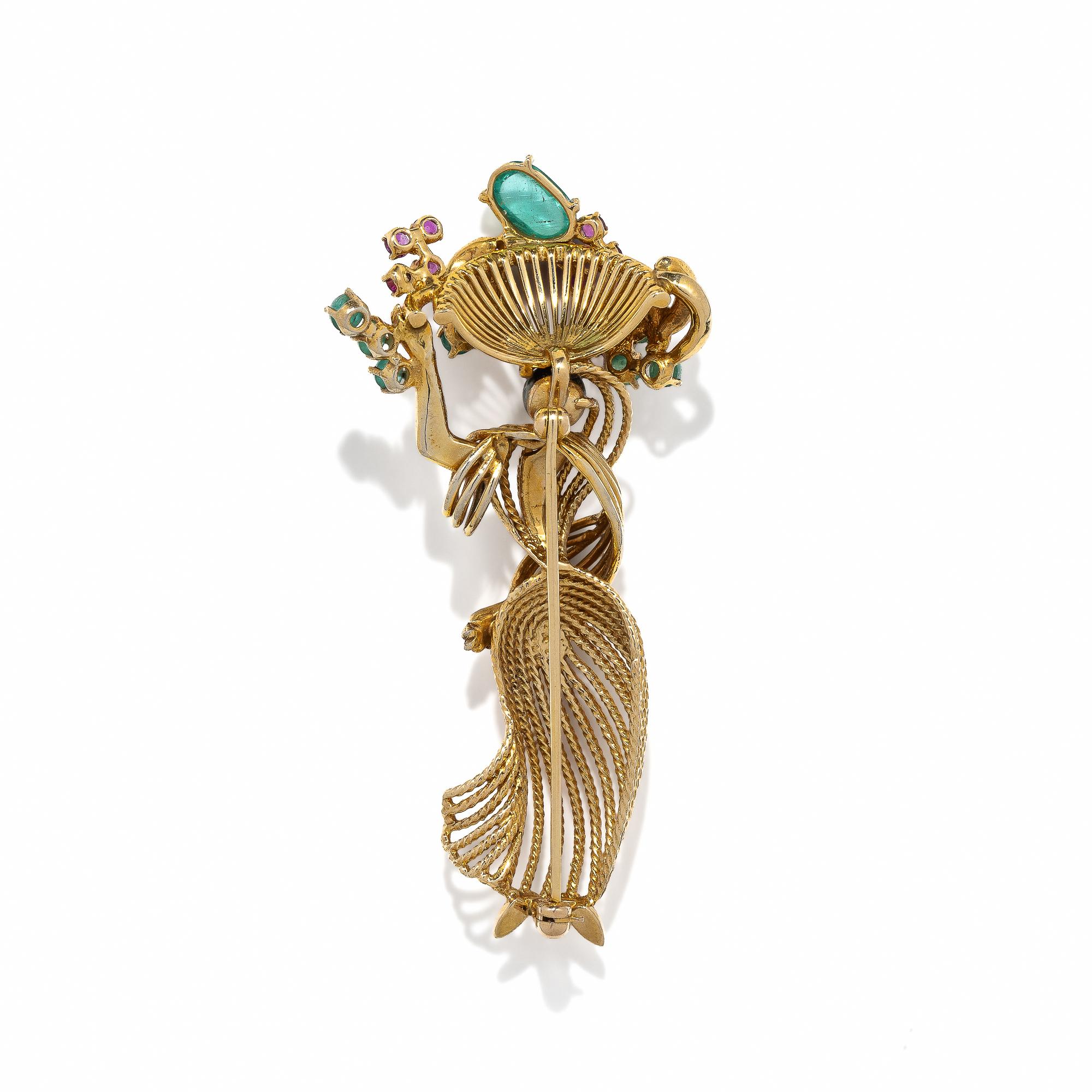 YELLOW GOLD AND MULTIGEM 'CARMEN MIRANDA' BROOCH