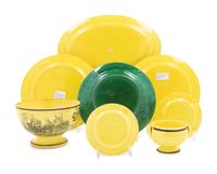 A Collection of French Yellow Ground Faience Transfer Wares