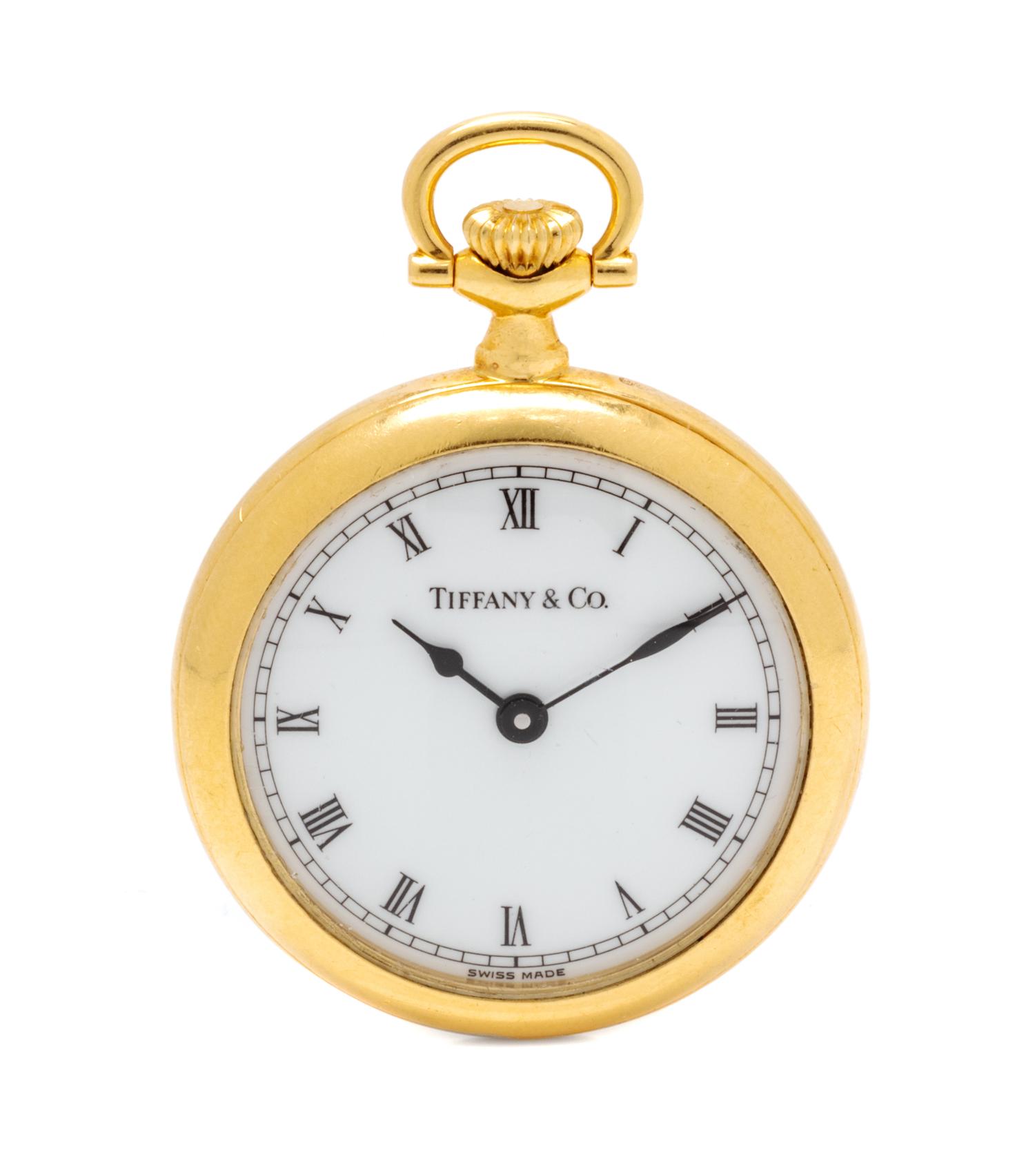 An 18 Karat Yellow Gold Open Face Pocket Watch, Tiffany & Co.,