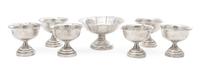 A Set of Six American Silver Sherbets, Various Makers, each having a spot hammered finish and engraved with a monogram, together with a