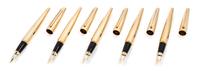 A Group of Five S.T. Dupont Gold-Plated Ellipsis Fountain Pens