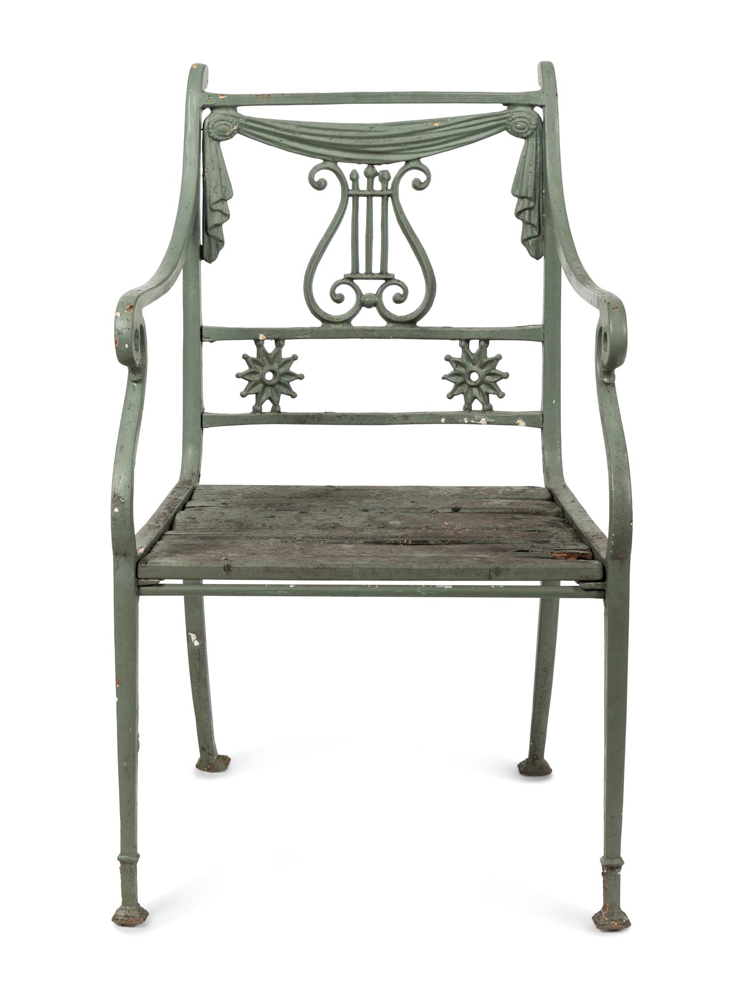 A Painted Metal Garden Furniture Suite