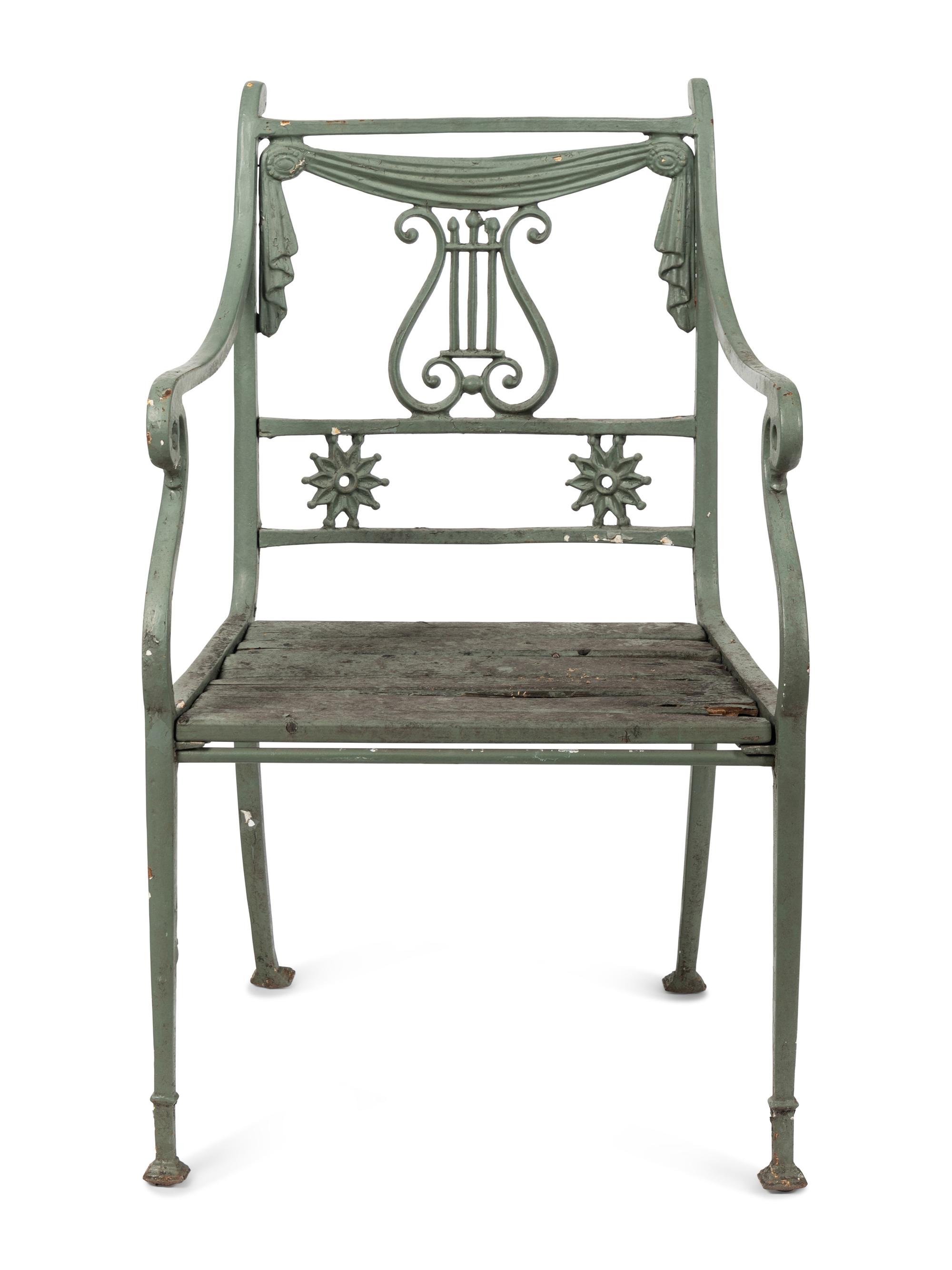 A Painted Metal Garden Furniture Suite