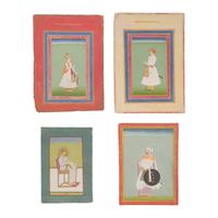 Four Mughal Style Indian Miniature Portraits — 莫臥兒風格細密畫四幅