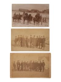 [WOUNDED KNEE]. A group of 4 photographs of General Nelson Miles and his staff at Pine Ridge Agency. Ca 1891.