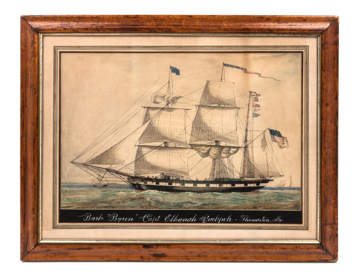 American School, (Early 19th Century), Bark 'Byron' Capt. Elkanah Stackpole - Thomaston, ME