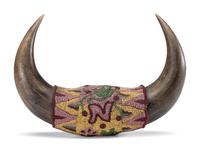 Plains Beaded Buffalo Horn Wall Hanging