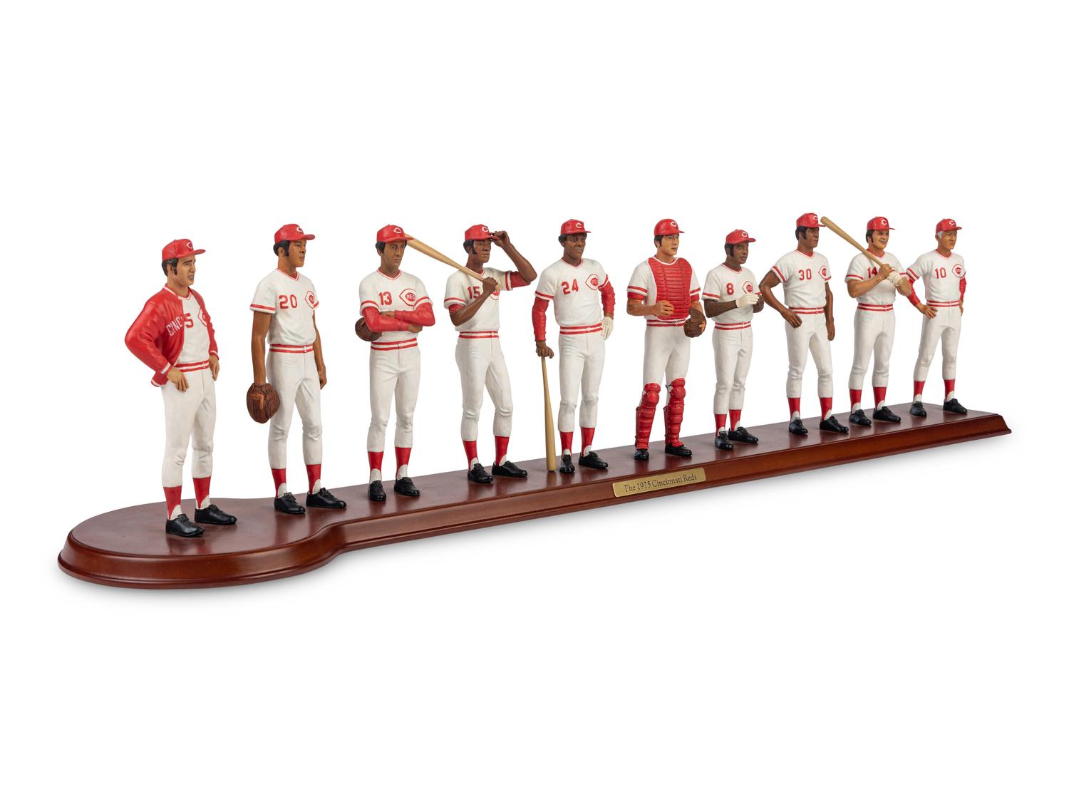 A Cincinnati Reds 1975 Big Red Machine Danbury Mint Figurine Display,