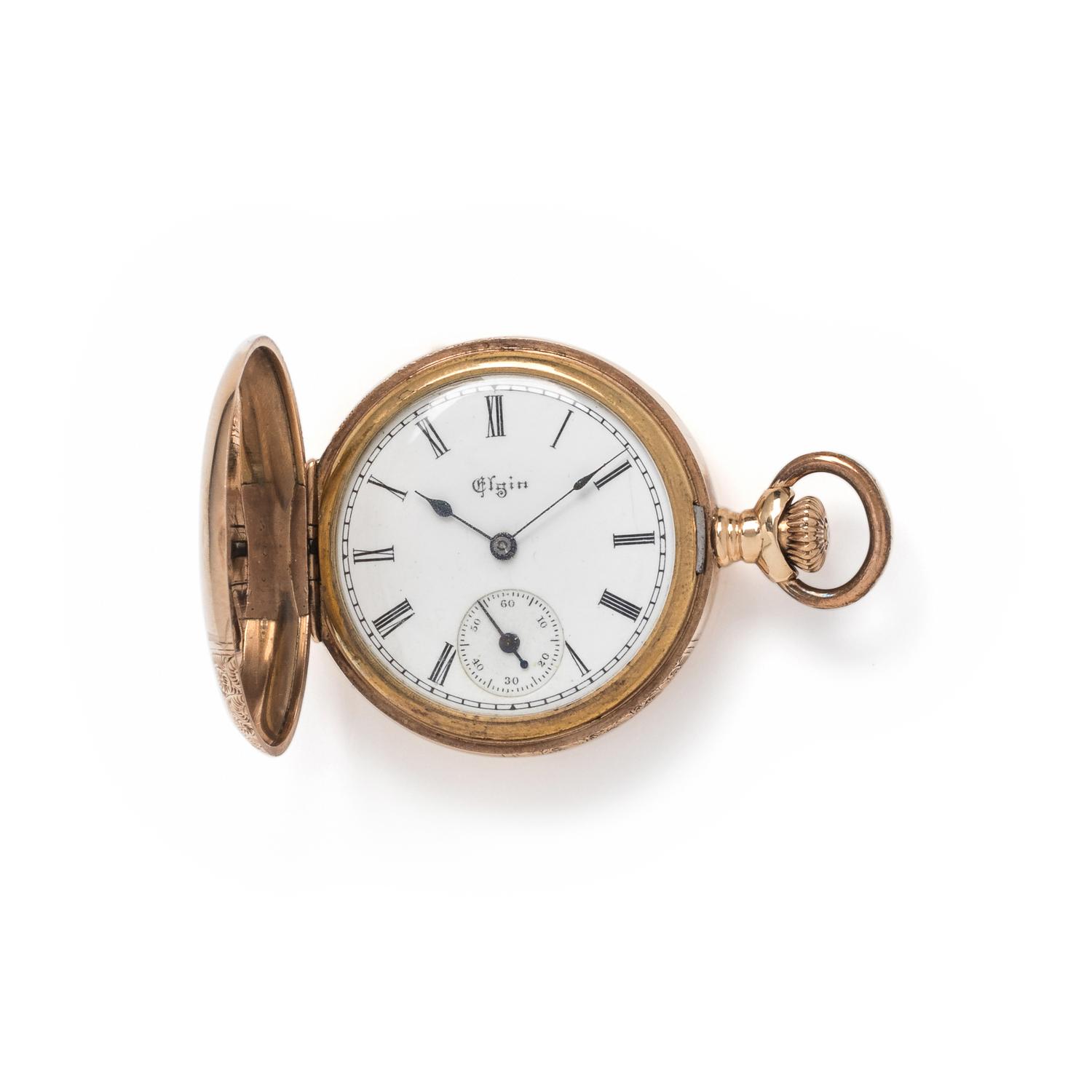ELGIN, 14K YELLOW GOLD HUNTER CASE POCKET WATCH