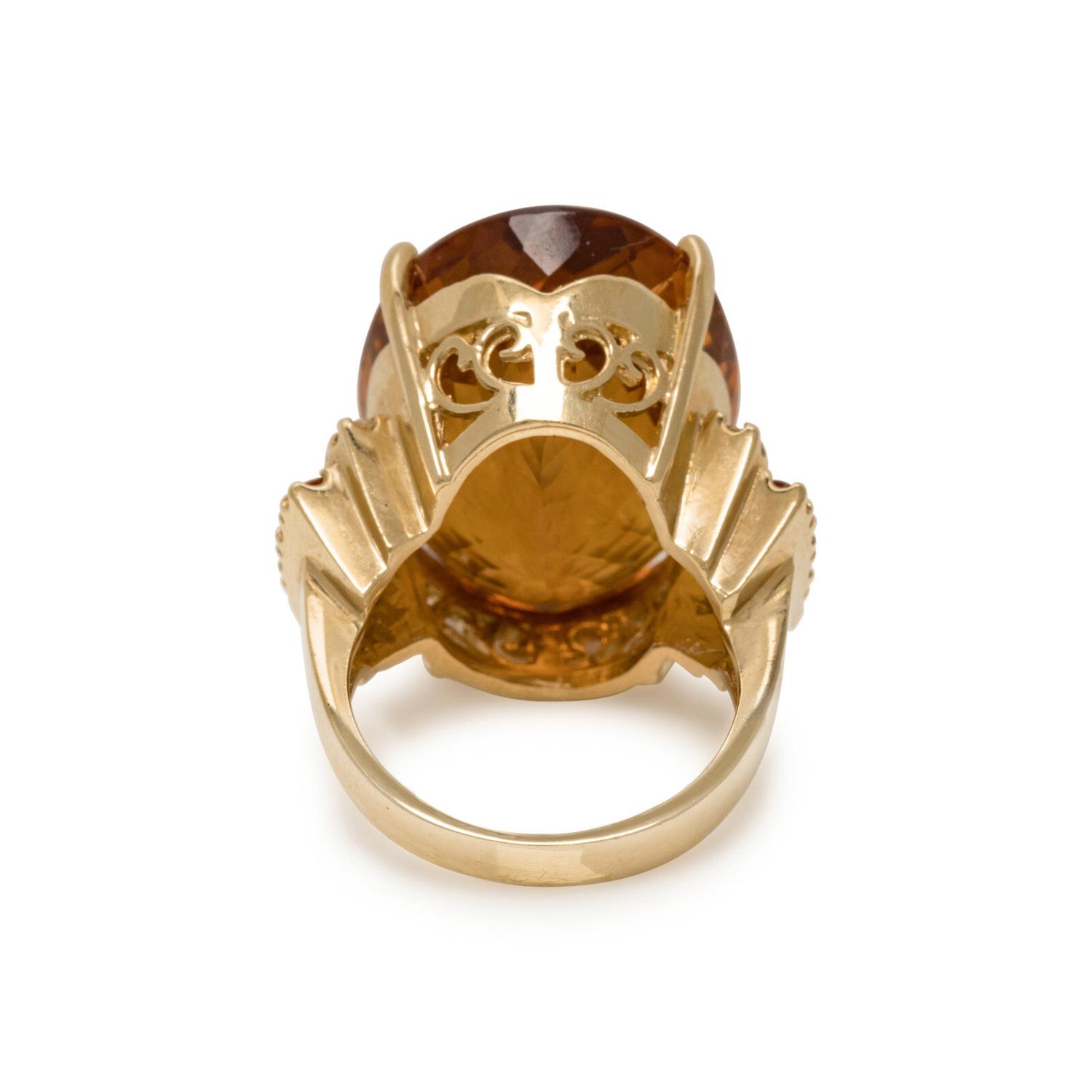 YELLOW GOLD, CITRINE, AND DIAMOND RING