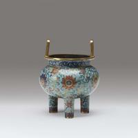 A Chinese cloisonné enamel tripod censer Qianlong mark and possibly of the period