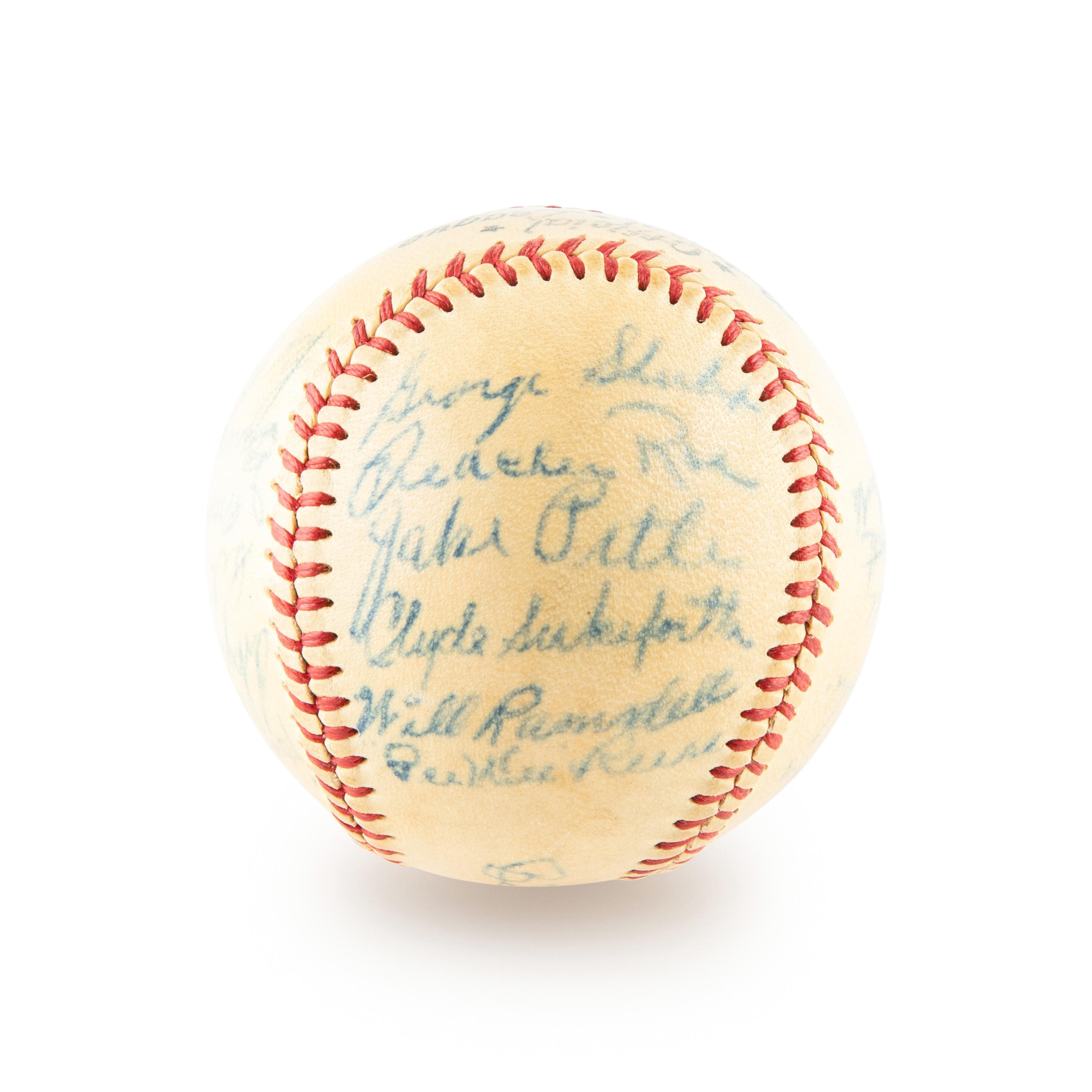 A 1948 Brooklyn Dodgers Team Signed Autograph Baseball Including Jackie Robinson and Roy Campanella (Beckett Authentication Services) - 21 Signatures