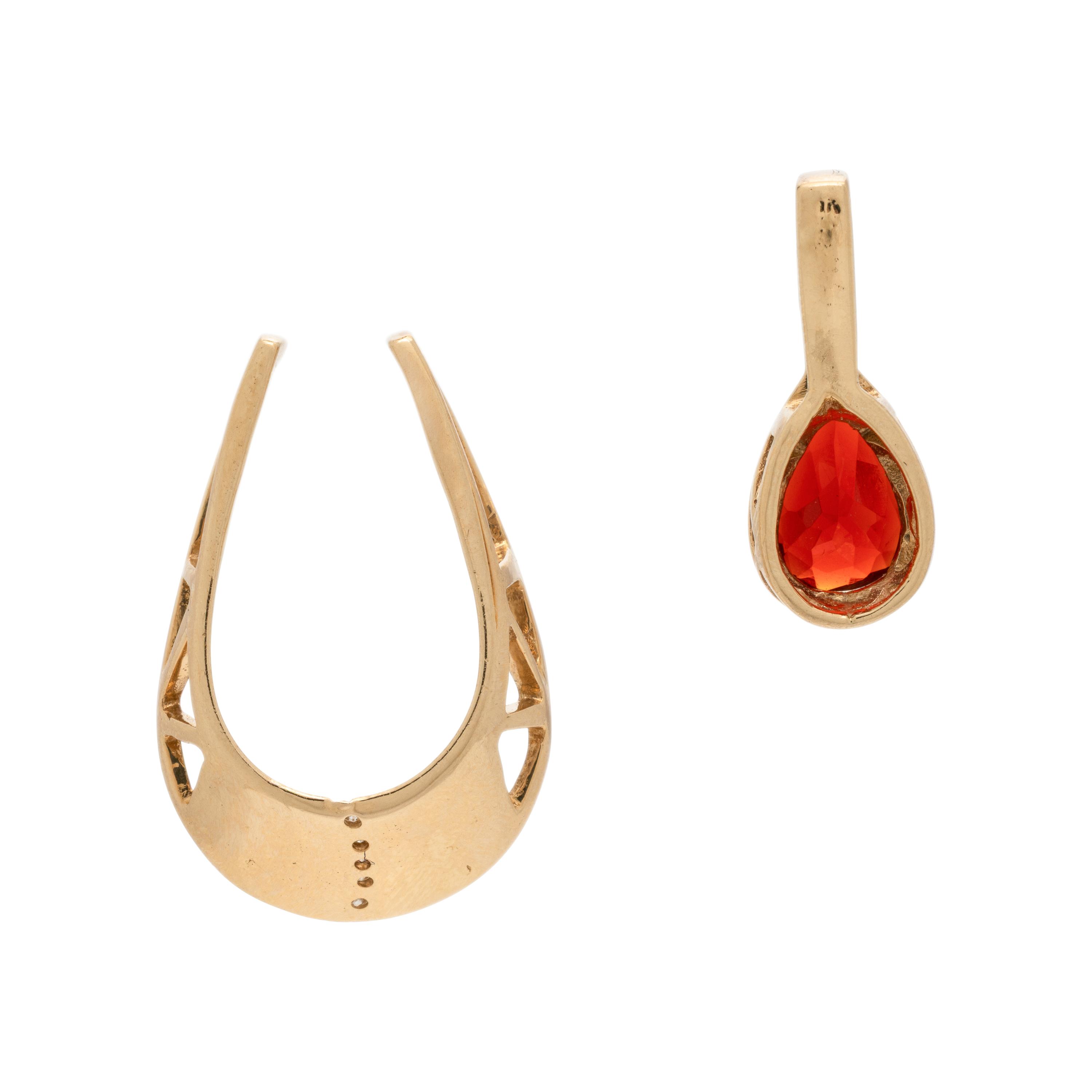 Yellow Gold, Fire Opal, and Diamond Pendant and Enhancer Jacket