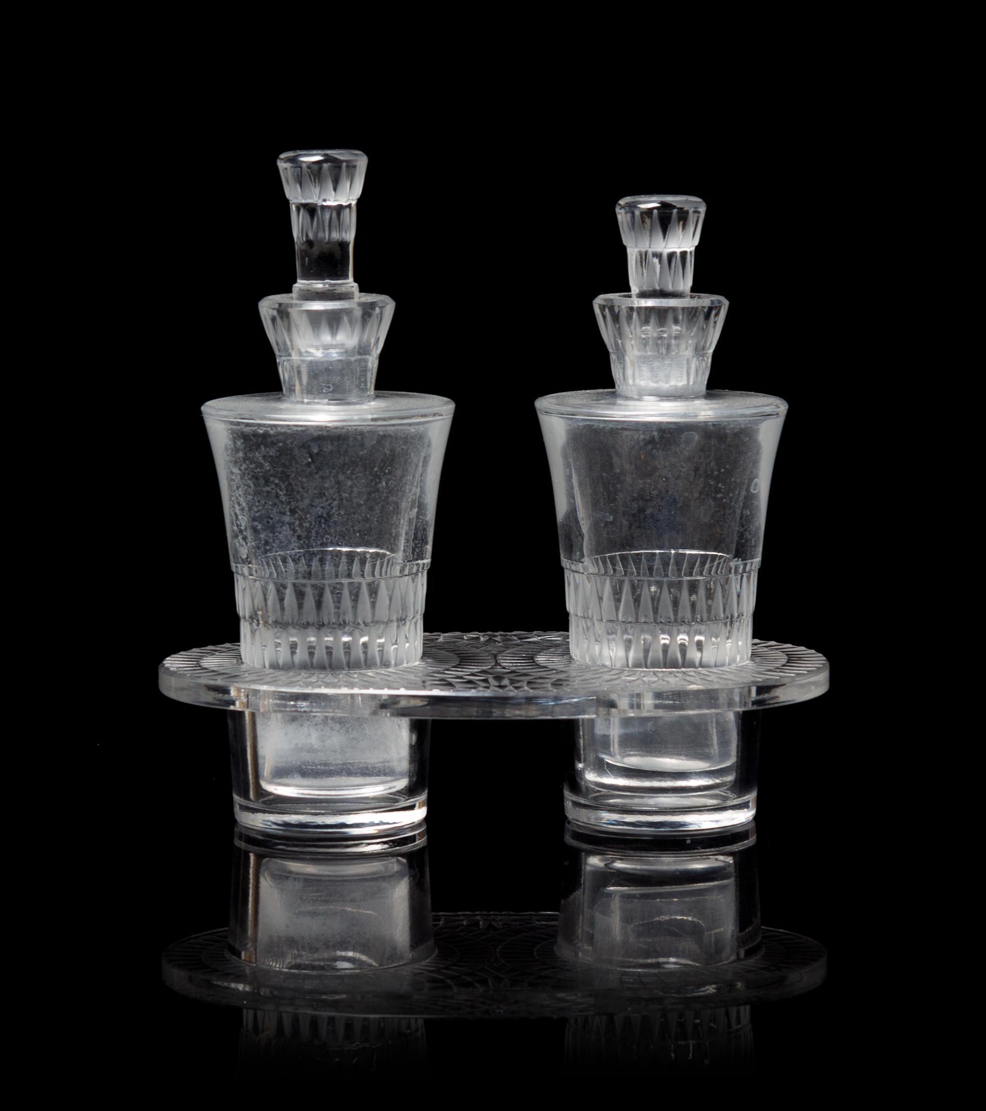 Lalique, , a Bourgueil pattern cruet set