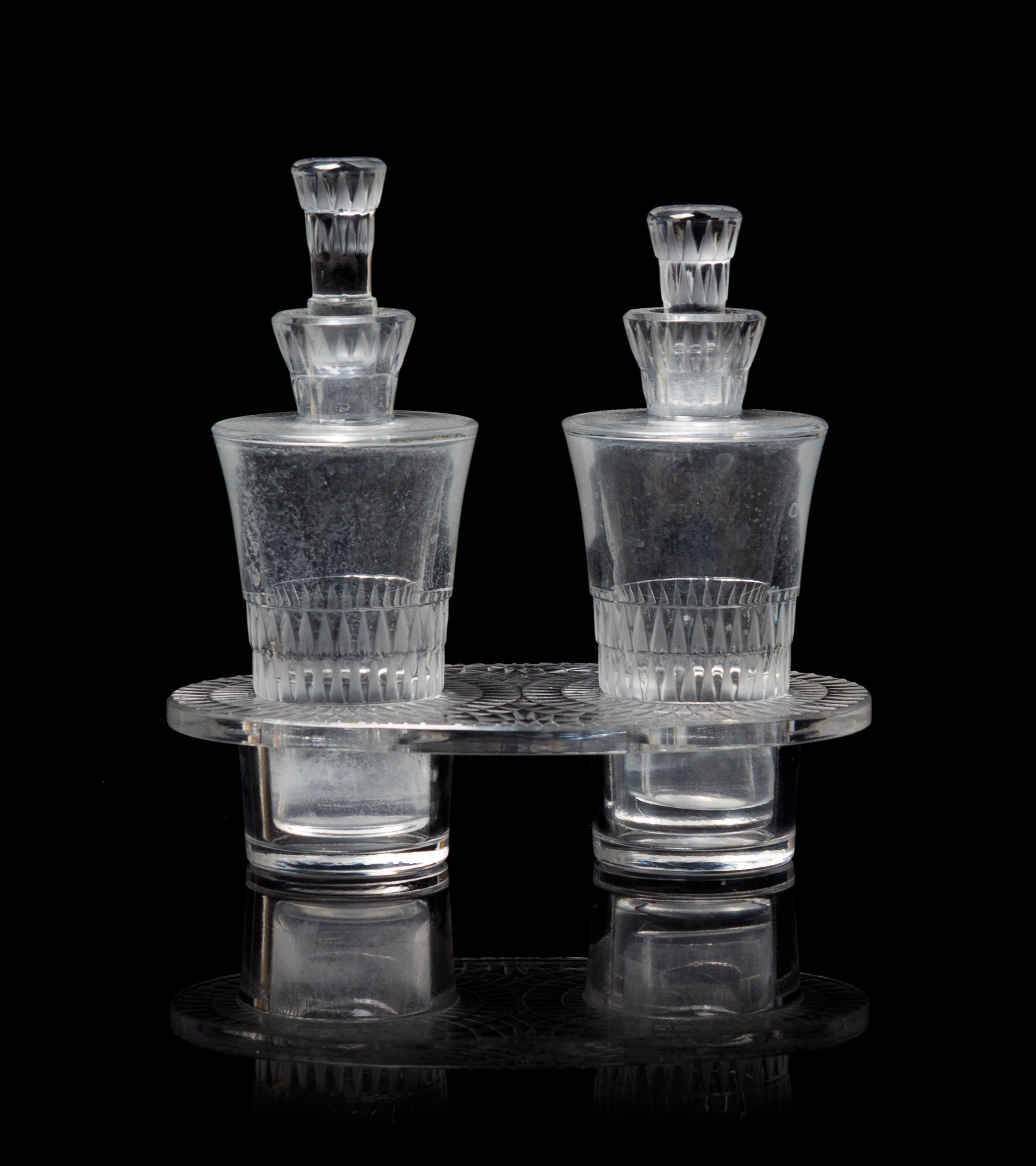 Lalique, , a Bourgueil pattern cruet set