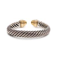 DAVID YURMAN, STERLING SILVER, YELLOW GOLD AND DIAMOND 'CABLE CLASSIC' CUFF BRACELET