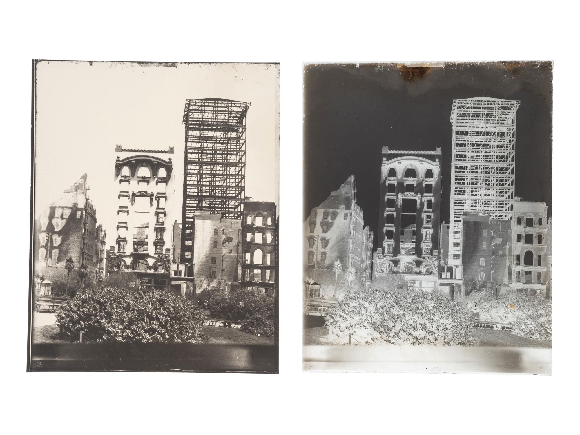 [CALIFORNIA]. A group of 21 glass negatives documenting the San Francisco Earthquake.