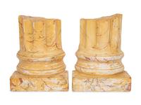 A Pair of Faux Marble Painted Columnar-Form Bookends