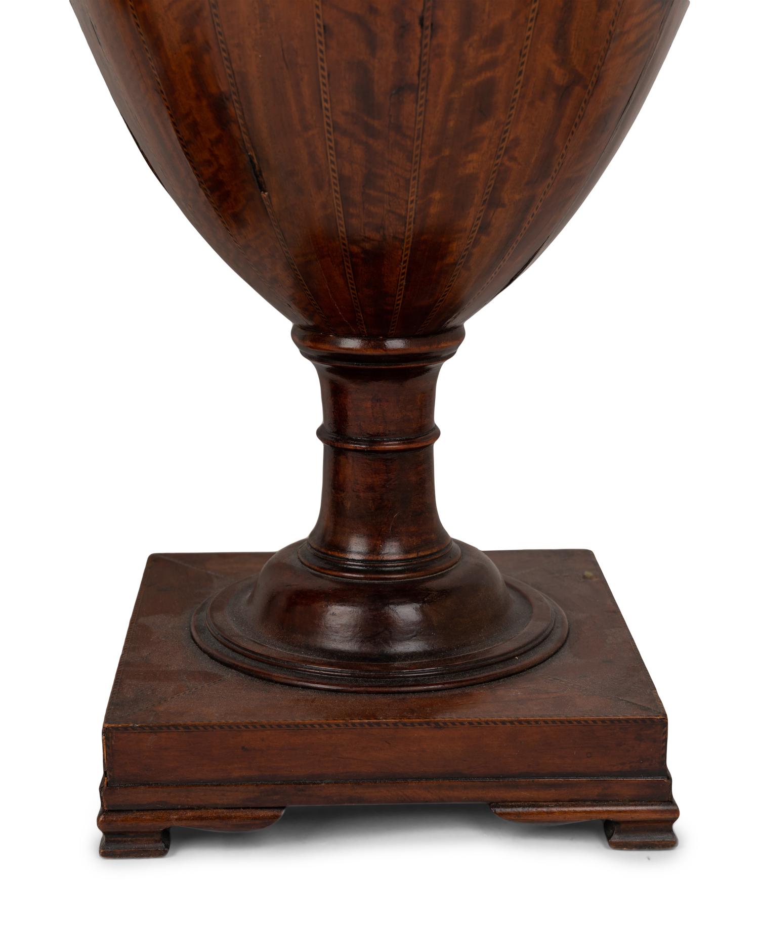 A Pair of English Mahogany Cutlery Urns Mounted as Lamps