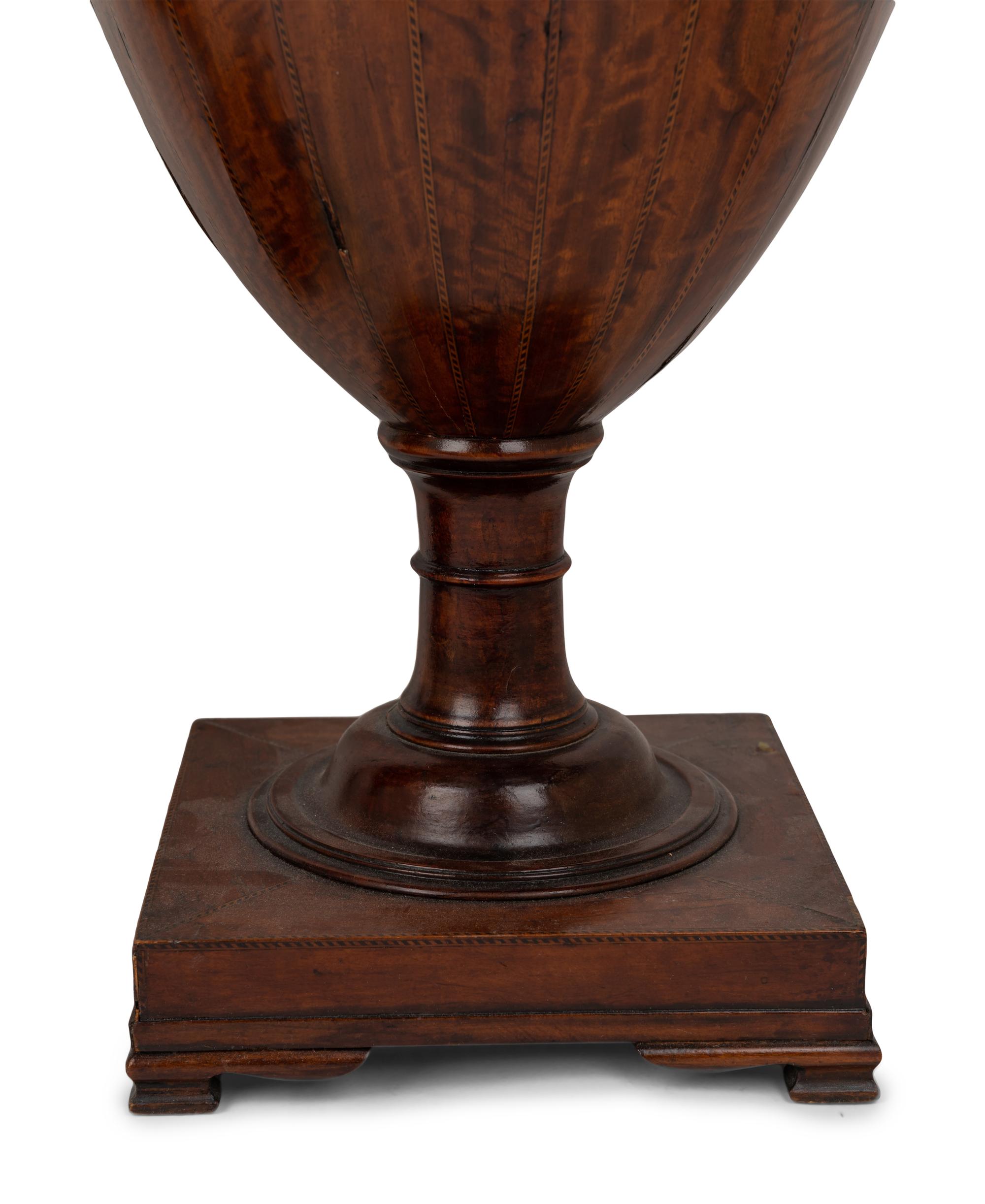 A Pair of English Mahogany Cutlery Urns Mounted as Lamps