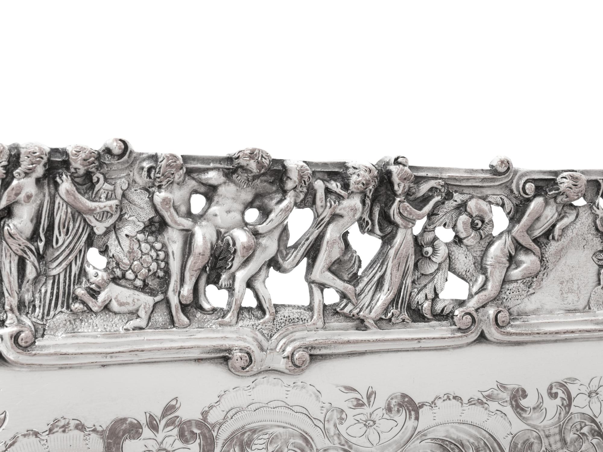 Two Large Decorative Silver-Plate Serving Trays