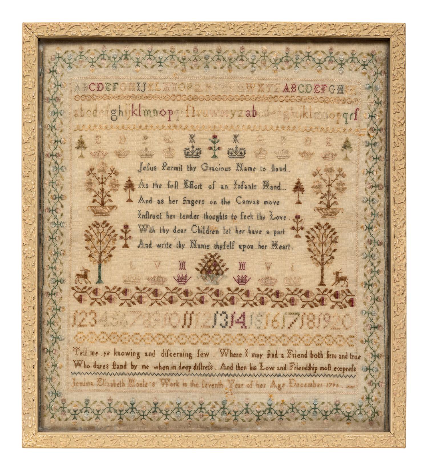 An English Needlepoint Embroidered Schoolgirl’s Sampler