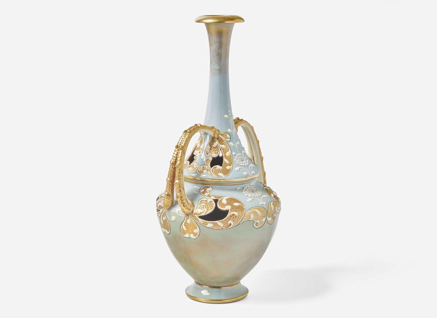 A Wedgwood Harry Barnard Queensware Handled Vase, UK, circa 1895