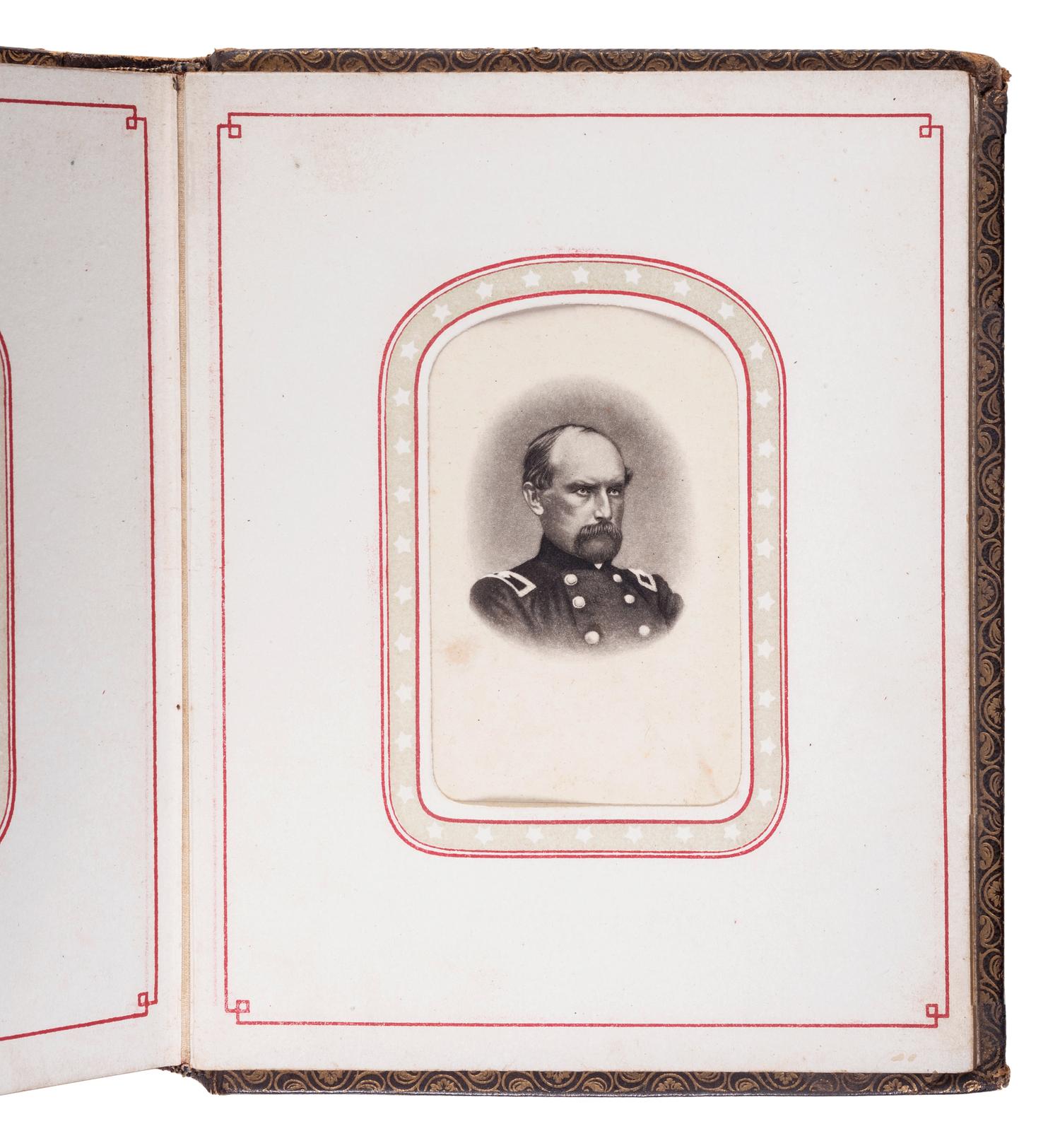 Patriotic album containing 24 engraved CDVs of Union generals. New York: Leavitt & Allen, 1862.