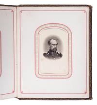 Patriotic album containing 24 engraved CDVs of Union generals. New York: Leavitt & Allen, 1862.
