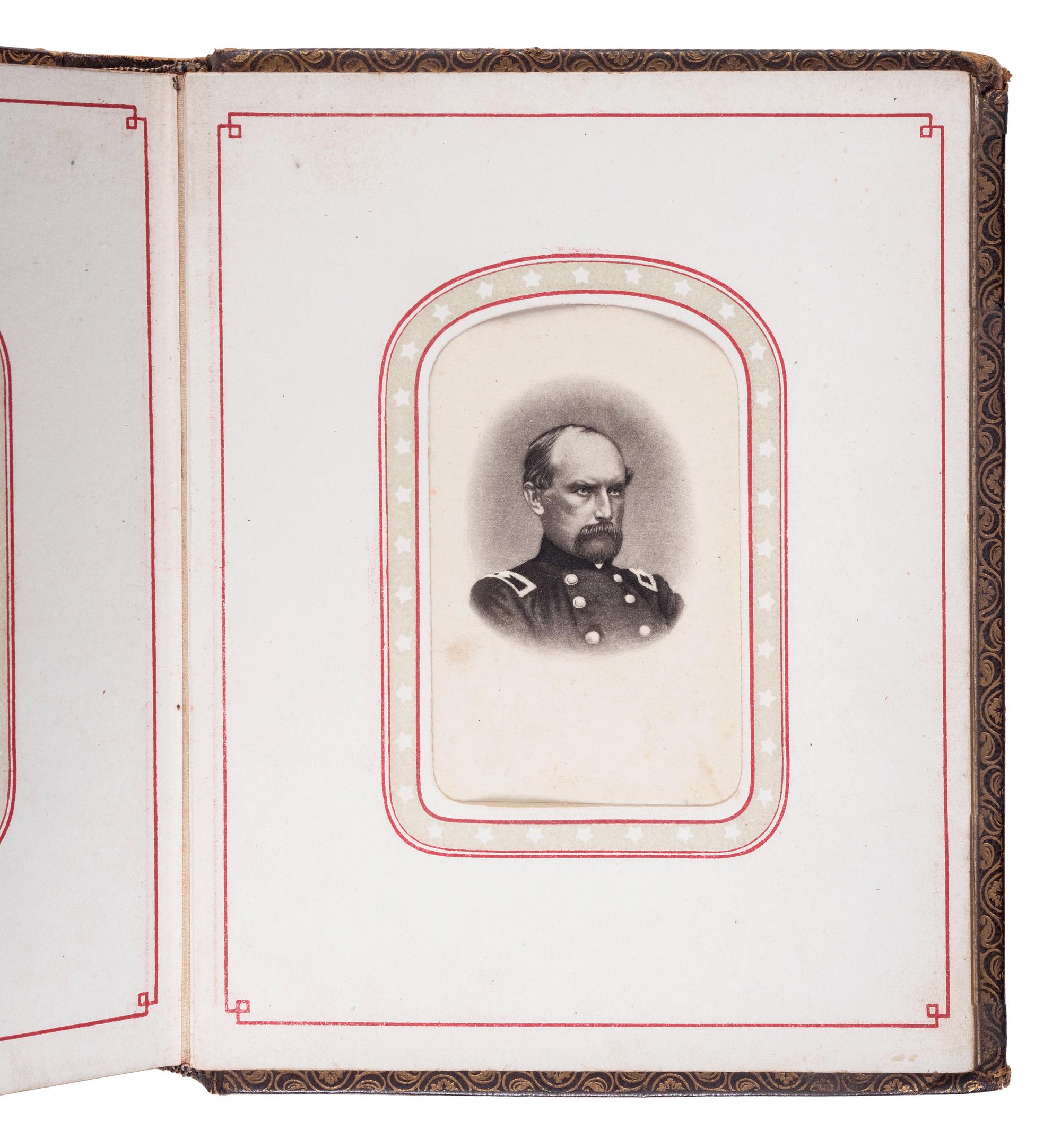 Patriotic album containing 24 engraved CDVs of Union generals. New York: Leavitt & Allen, 1862.
