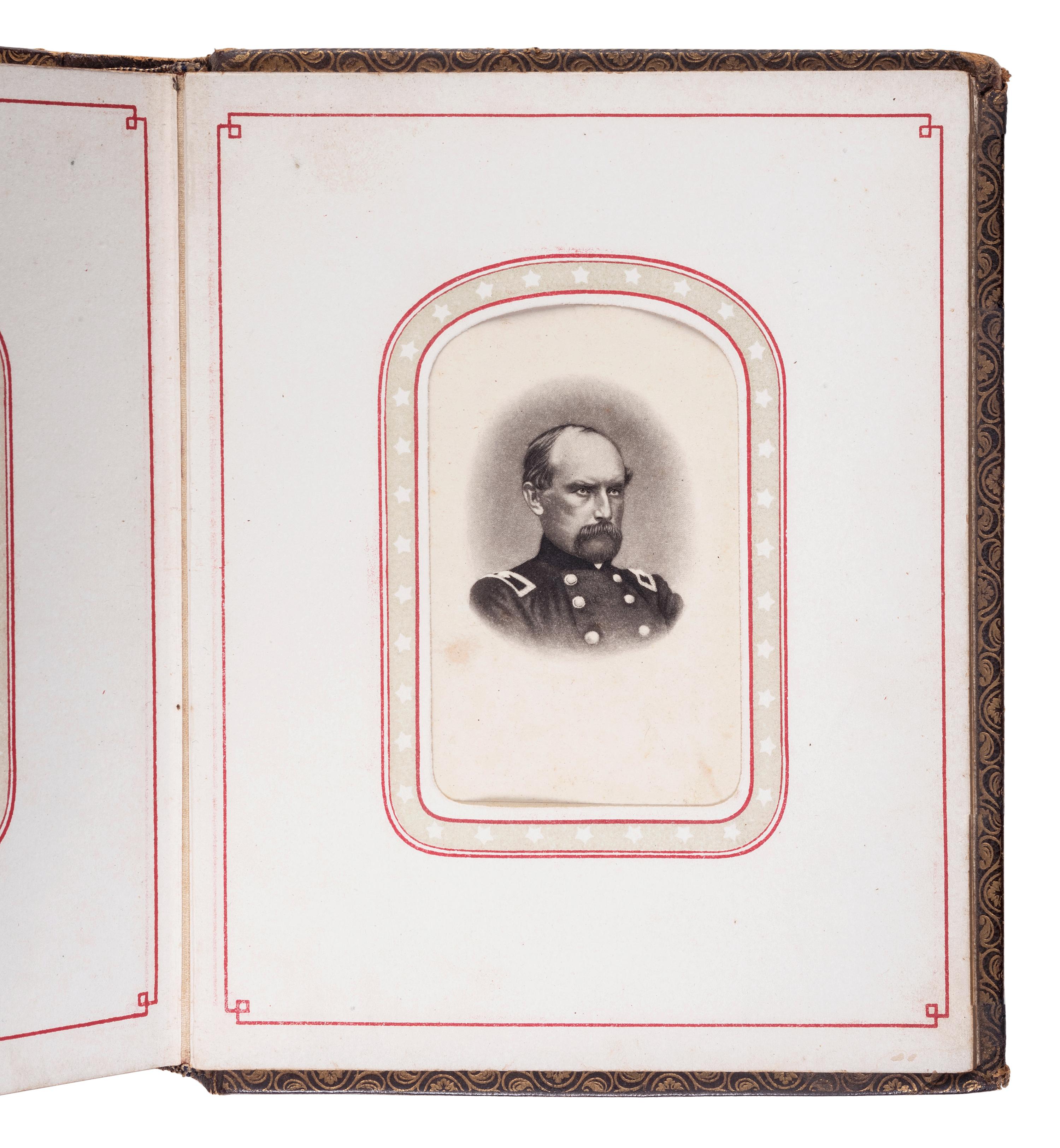 Patriotic album containing 24 engraved CDVs of Union generals. New York: Leavitt & Allen, 1862.