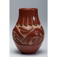 Carved Redware Jar, with Avanyu