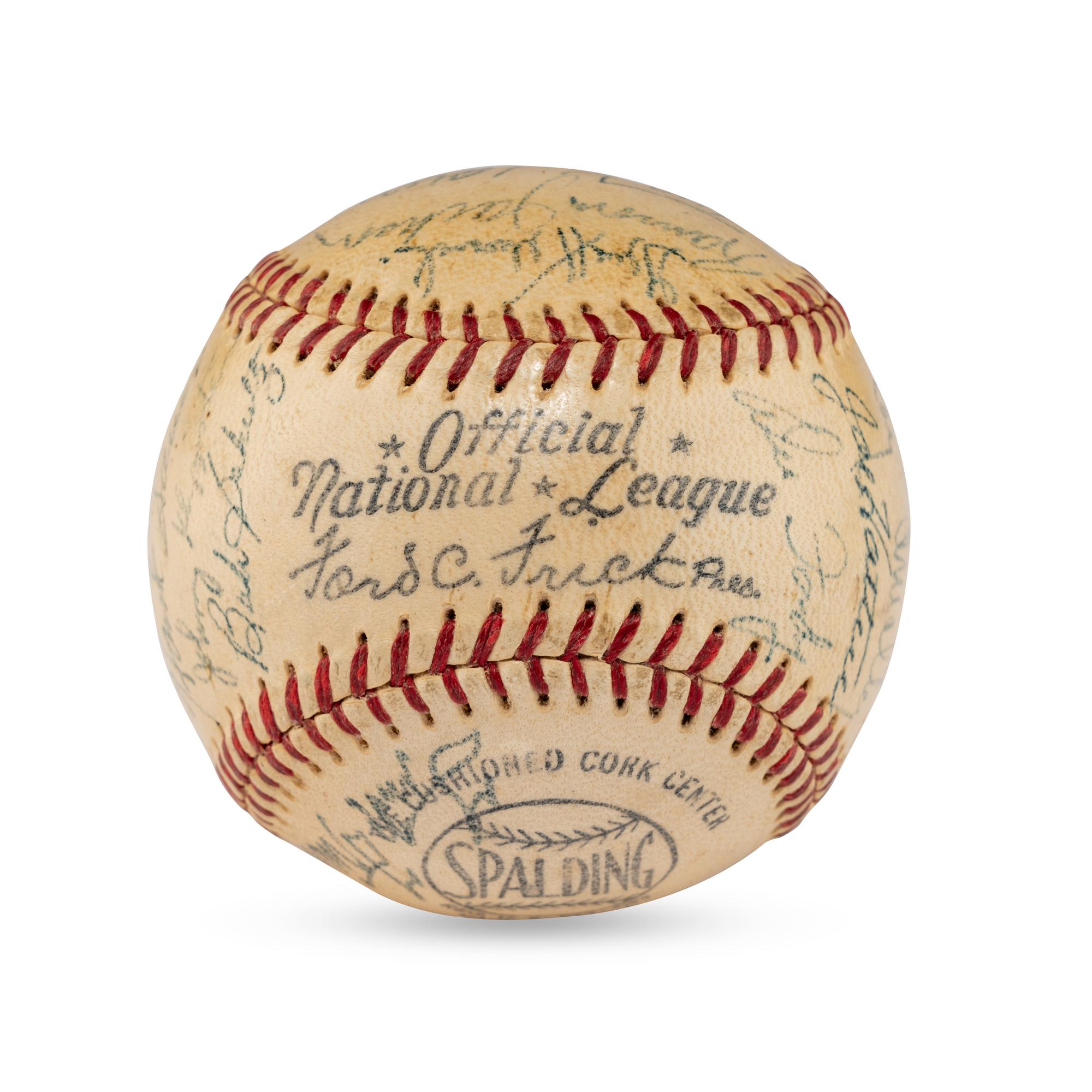 A 1951 Chicago Cubs Team Signed Autograph Baseball Featuring Frank Frisch (PSA Letter of Authenticity),