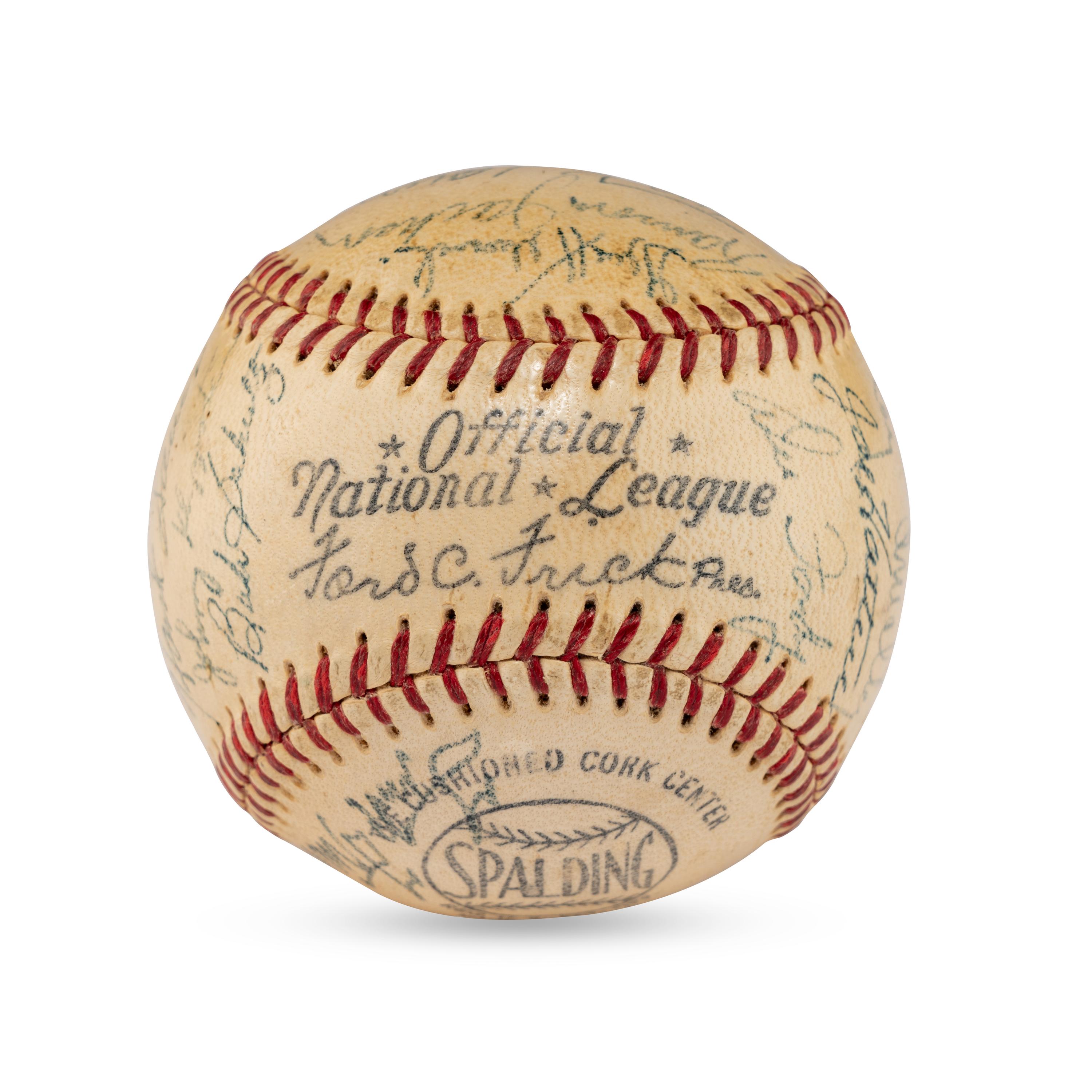 A 1951 Chicago Cubs Team Signed Autograph Baseball Featuring Frank Frisch (PSA Letter of Authenticity),