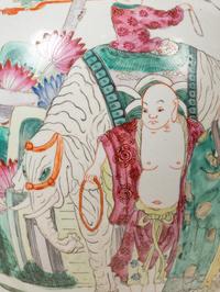 A Pair of Large Chinese Famille Rose Porcelain Bottle Vases