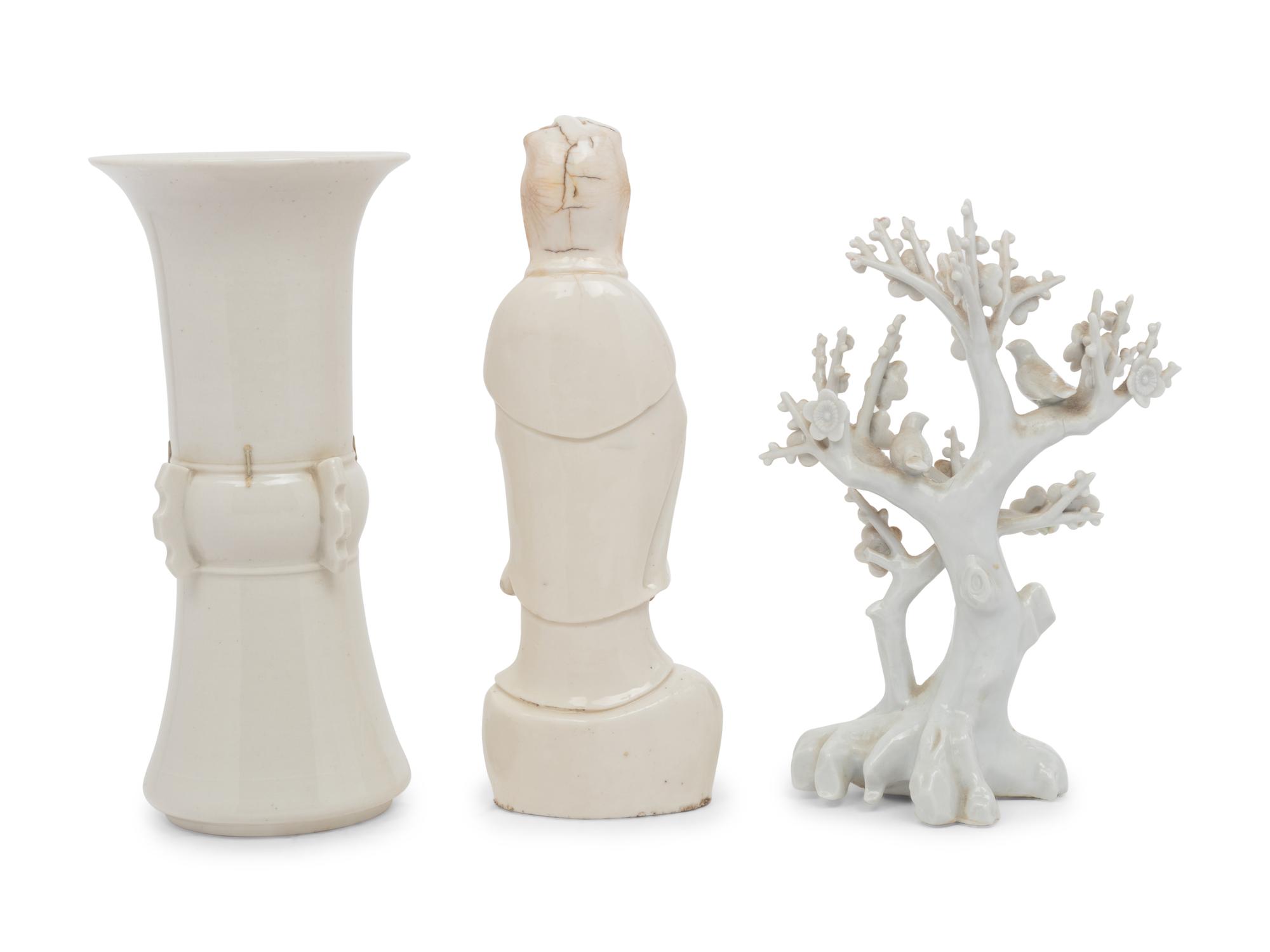 Three Blanc-de-Chine Porcelain Articles