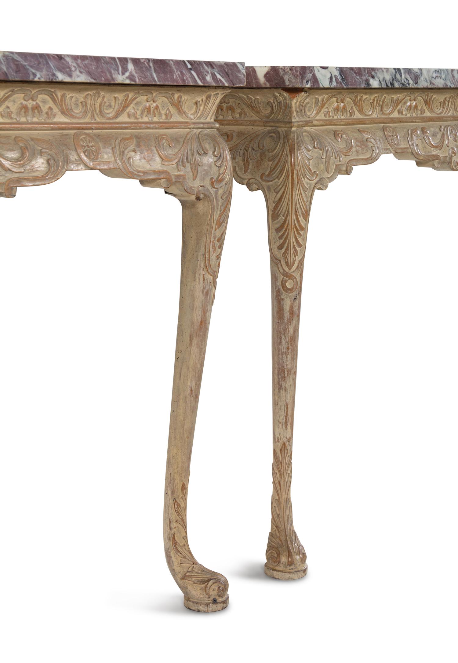 A Pair of George I Style Marble-Top Pier Tables