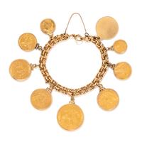 YELLOW GOLD COIN BRACELET