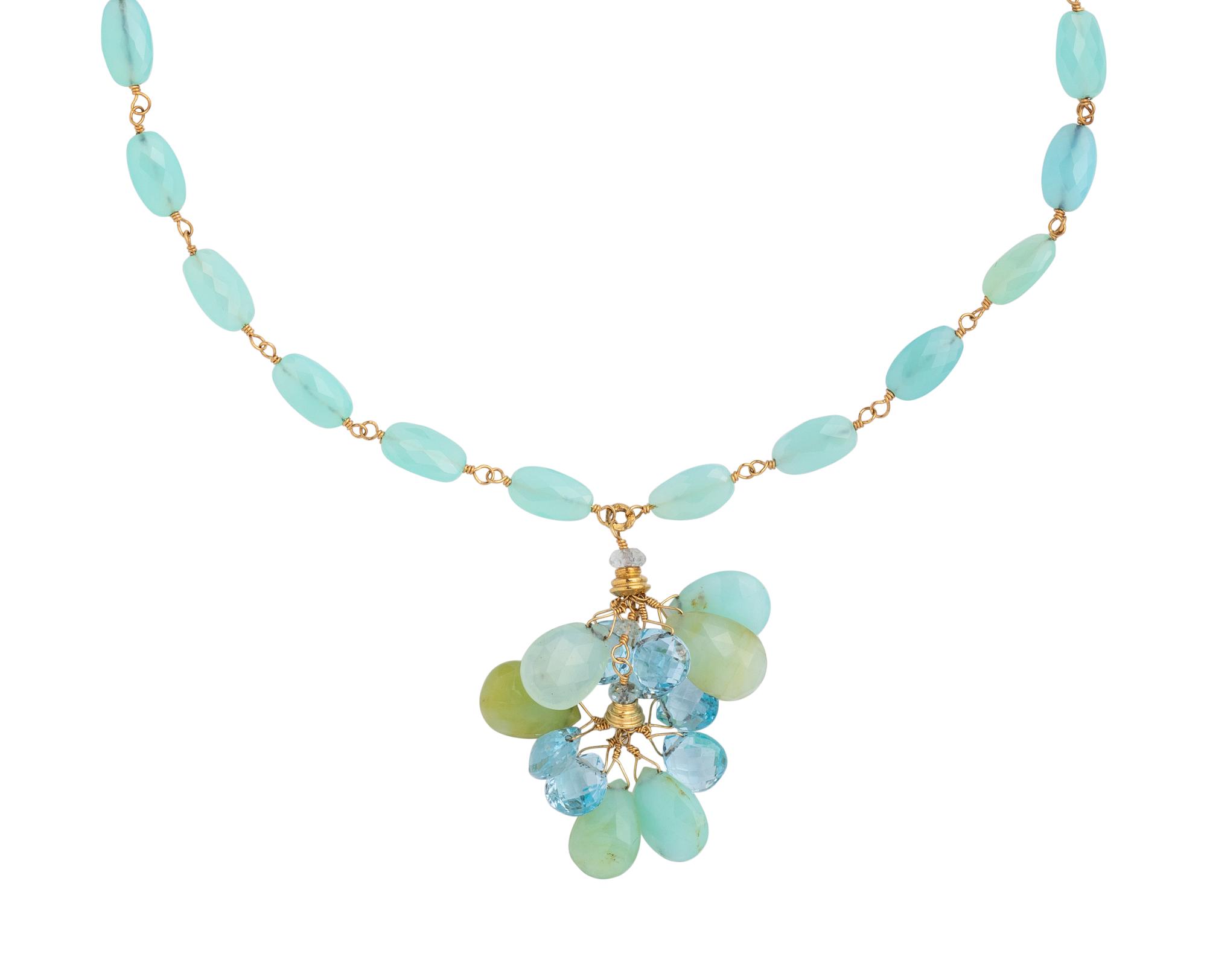 DOMINIQUE COHEN, YELLOW GOLD AND CHALCEDONY NECKLACE