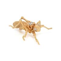 YELLOW GOLD AND DIAMOND GRASSHOPPER BROOCH