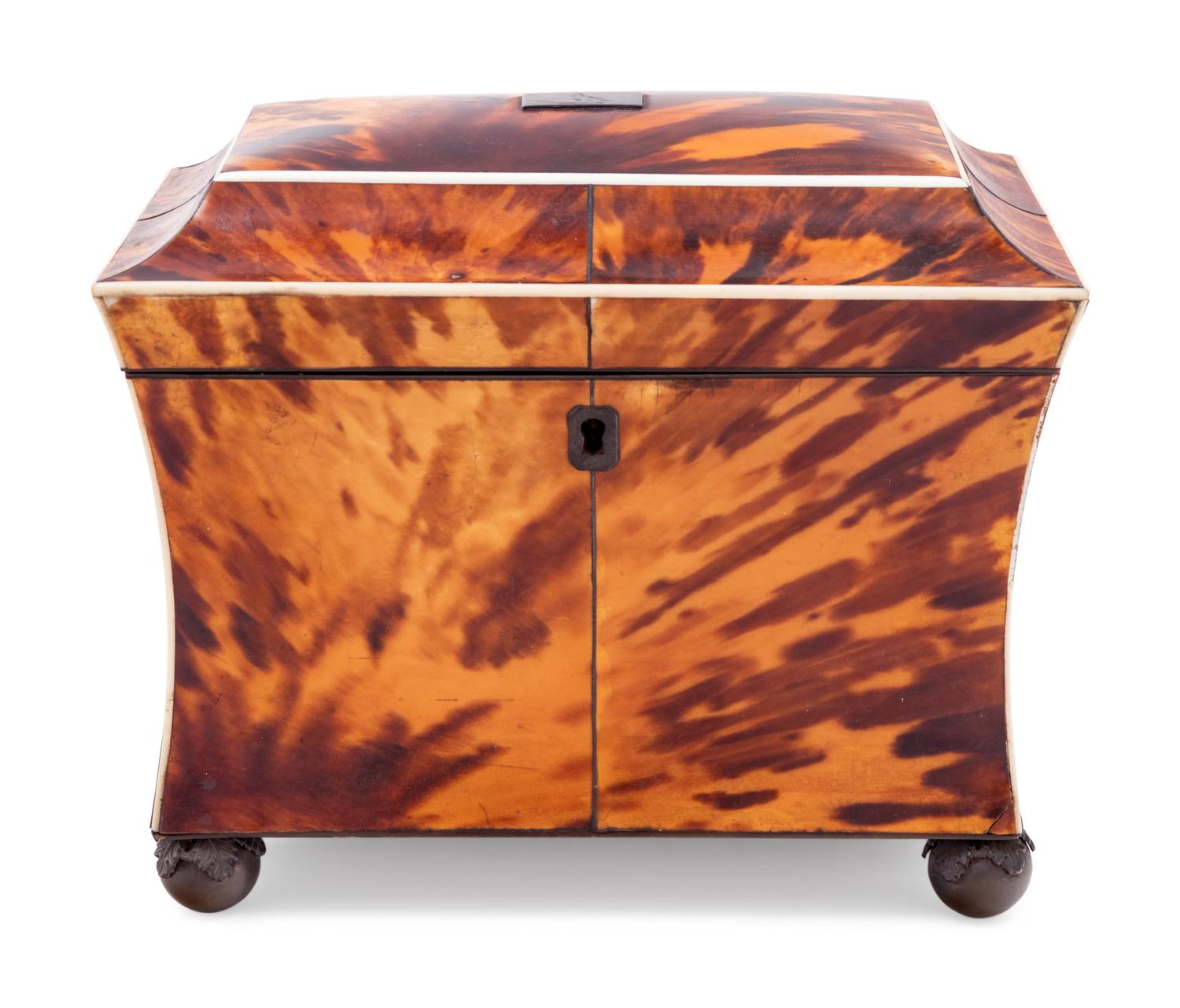 A Regency Tortoiseshell Tea Caddy
