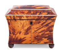 A Regency Tortoiseshell Tea Caddy