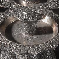 A Pair of Southeast Asian Reticulated Silver Lamps and Shades, 20th Century — 二十世紀 東南亞風格銀燈一對