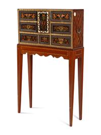 An Italian or Flemish Painted Collector's Cabinet on Stand
